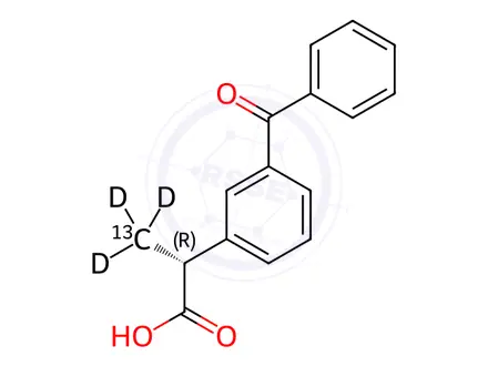 Chemical structure of Ketoprofen Impurity 14-13C,d3 ((R)-Ketoprofen-13C,d3)