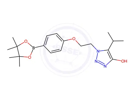 Chemical structure of 2-(1-(2-(4-(4,4,5,5-Tetramethyl-1,3,2-dioxaborolan-2-yl)phenoxy)ethyl)-1H-1,2,3-triazol-4-yl)propan-2-ol