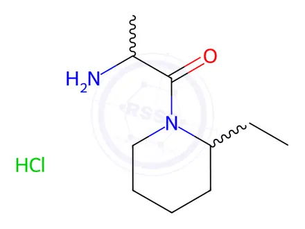 Chemical structure of 2-Amino-1-(2-ethyl-1-piperidinyl)-1-propanonehydrochloride