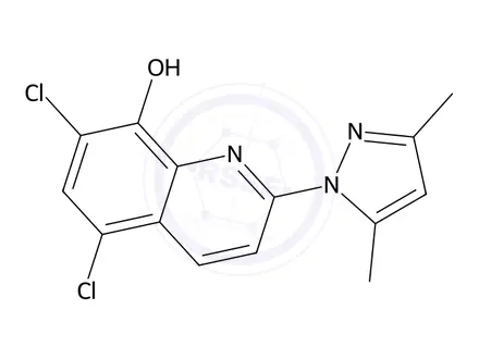 Chemical structure of 5,7-Dichloro-2-(3,5-dimethyl-1H-pyrazol-1-yl)quinolin-8-ol