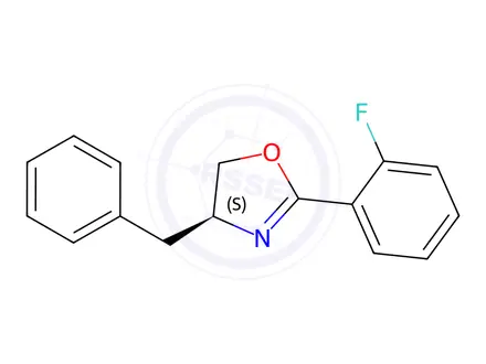 Chemical structure of Oxazole, 2-(2-fluorophenyl)-4,5-dihydro-4-(phenylmethyl)-, (4S)-