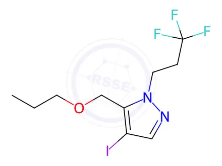 Chemical structure of 4-iodo-5-(propoxymethyl)-1-(3,3,3-trifluoropropyl)-1H-pyrazole