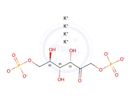 Chemical structure of Fructose, 1,6-bis(dihydrogen phosphate), tetrapotassium salt, d-