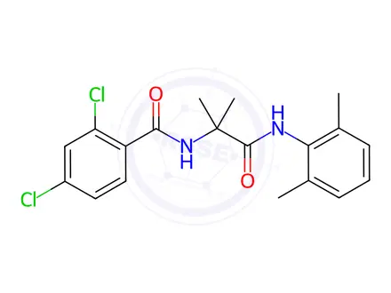 Chemical structure of Benzamide, 2,4-dichloro-N-[2-[(2,6-dimethylphenyl)amino]-1,1-dimethyl-2-oxoethyl]-(9CI)