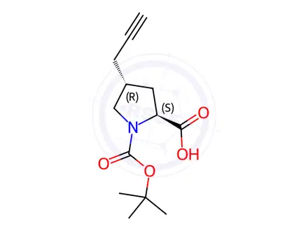Chemical structure of (2S,4R)-1-(tert-Butoxycarbonyl)-4-(prop-2-yn-1-yl)pyrrolidine-2-carboxylic Acid