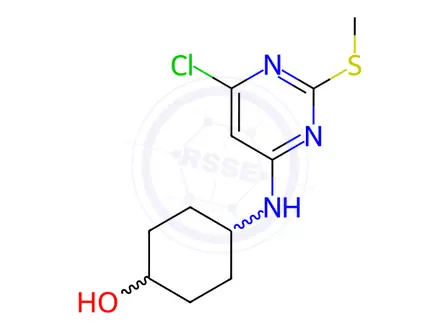 Chemical structure of 4-(6-Chloro-2-methylsulfanyl-pyrimidin-4-ylamino)-cyclohexanol