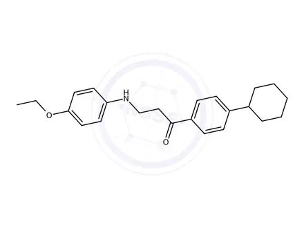 Chemical structure of 1-(4-Cyclohexylphenyl)-3-((4-ethoxyphenyl)amino)propan-1-one