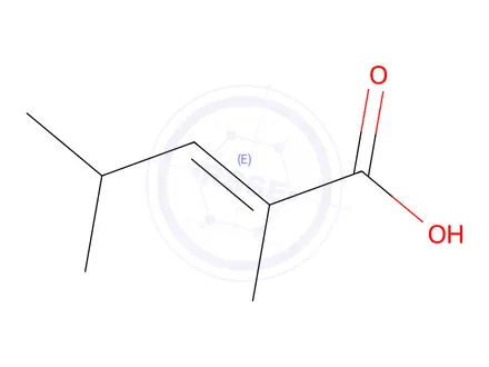 Chemical structure of 2-Pentenoic acid, 2,4-dimethyl-, (2E)-