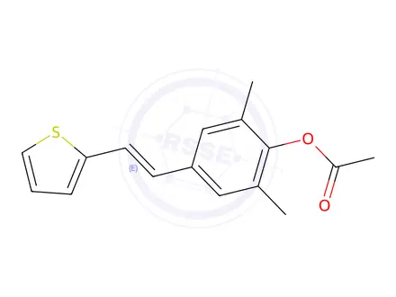 Chemical structure of [2-methyl-4-[(E)-2-thiophen-2-ylethenyl]phenyl] propanoate