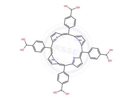 Chemical structure of (Porphyrin-5,10,15,20-tetrayltetrakis(benzene-4,1-diyl))tetraboronicacid