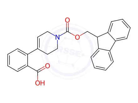 Chemical structure of 2-(1-(((9H-fluoren-9-yl)methoxy)carbonyl)-1,2,3,6-tetrahydropyridin-4-yl)benzoic acid