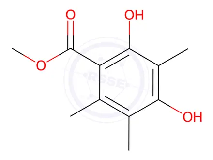 Chemical structure of 2,4-Dihydroxy-3,5,6-trimethylbenzoic acid methyl ester