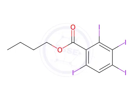 Chemical structure of 2,3,4,6-Tetraiodobenzoic acid butyl ester