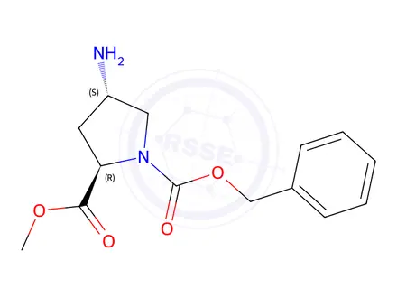 Chemical structure of (2R,4S)-4-AMINO-1-CBZ-PYRROLIDINE-2-CARBOXYLIC ACID METHYL ESTER-HCl
