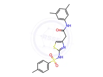 Chemical structure of N-(3,5-dimethylphenyl)-2-[2-[(4-methylphenyl)sulfonylamino]-1,3-thiazol-4-yl]acetamide