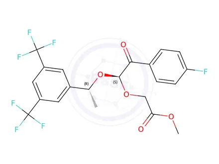 Chemical structure of 2-[(1S)-1-[(1R)-1-[3,5-Bis(trifluoromethyl)phenyl]ethoxy]-2-(4-fluorophenyl)-2-oxoethoxy]acetic Acid Methyl Ester