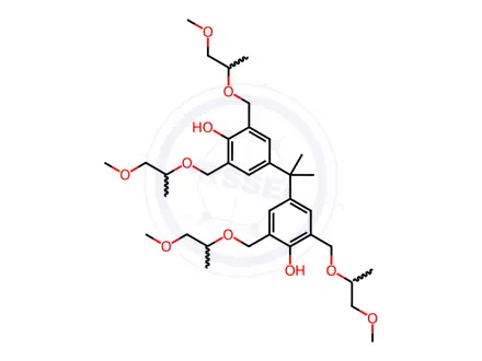 Chemical structure of 4,4'-(Propane-2,2-diyl)bis(2,6-bis(((1-methoxypropan-2-yl)oxy)methyl)phenol)