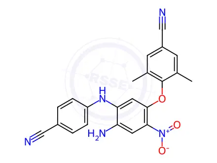 Chemical structure of Benzonitrile, 4-[4-aMino-5-[(4-cyanophenyl)aMino]-2-nitrophenoxy]-3,5-diMethyl-