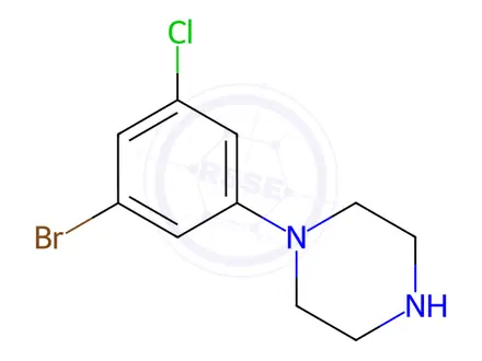 Chemical structure of Piperazine, 1-(3-bromo-5-chlorophenyl)-