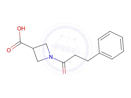 Chemical structure of 1-(3-Phenylpropanoyl)azetidine-3-carboxylic acid