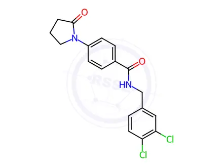 Chemical structure of N-(3,4-dichlorobenzyl)-4-(2-oxopyrrolidin-1-yl)benzamide