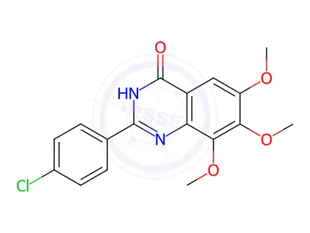 Chemical structure of 4(1H)-Quinazolinone, 2-(4-chlorophenyl)-6,7,8-trimethoxy-(9CI)