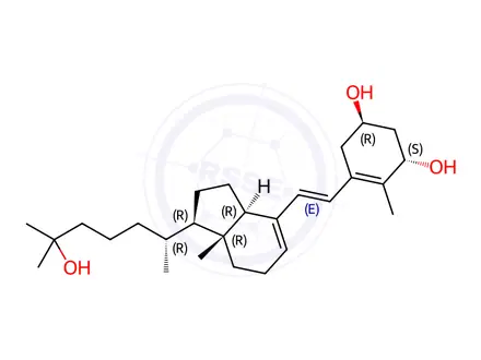 Chemical structure of (1α,3β,6E)-9,10-Secocholesta-5(10),6,8-triene-1,3,25-triol