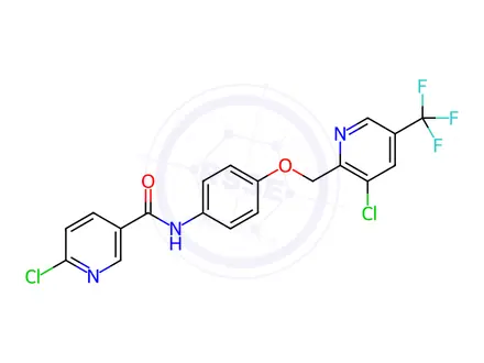 Chemical structure of N3-(4-{[3-chloro-5-(trifluoromethyl)-2-pyridyl]methoxy}phenyl)-6-chloronicotinamide