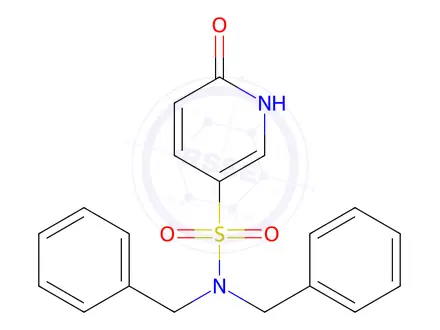 Chemical structure of 1,6-Dihydro-6-oxo-N,N-bis(phenylmethyl)-3-pyridinesulfonamide