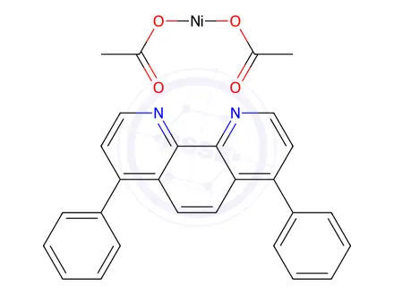 Chemical structure of (BPhen)Ni(OAc)<SUB>2</SUB>.xH<SUB>2</SUB>O