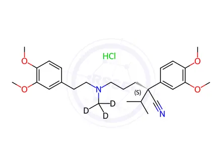 Chemical structure of (S)-(-)-Verapamil D3 HCl (N-methyl D3)