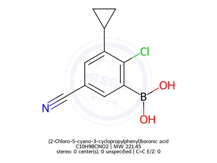 Chemical structure of (2-Chloro-5-cyano-3-cyclopropylphenyl)boronic acid