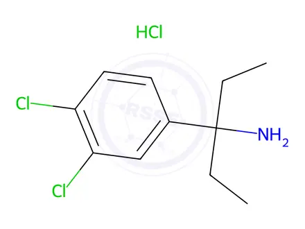 Chemical structure of 3-(3,4-Dichlorophenyl)pentan-3-amine hydrochloride