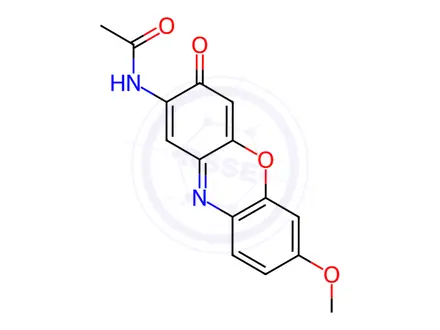 Chemical structure of N-(7-Methoxy-3-oxo-3H-phenoxazin-2-yl)acetamide