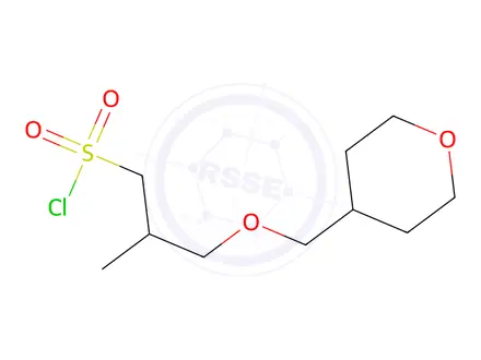 Chemical structure of 2-Methyl-3-((tetrahydro-2h-pyran-4-yl)methoxy)propane-1-sulfonyl chloride