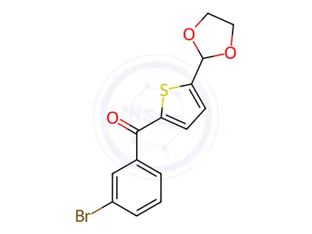 Chemical structure of (5-(1,3-Dioxolan-2-yl)thiophen-2-yl)(3-bromophenyl)methanone
