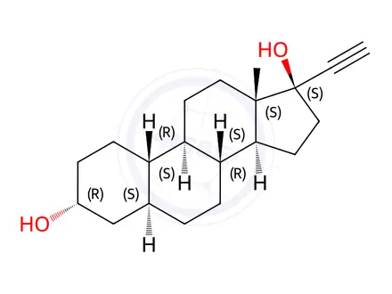 Chemical structure of 3α,5α-Tetrahydronorethisterone