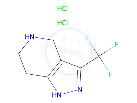 Chemical structure of 1H-Pyrazolo[4,3-c]pyridine, 4,5,6,7-tetrahydro-3-(trifluoromethyl)-, hydrochloride (1:2)
