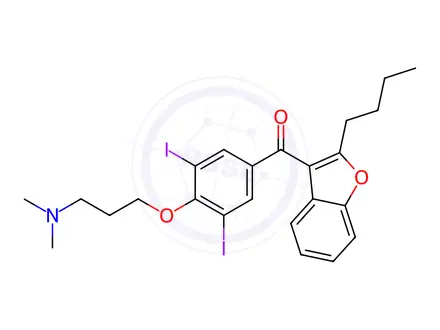 Chemical structure of (2-Butylbenzofuran-3-yl)(4-(3-(dimethylamino)propoxy)-3,5-diiodophenyl)methanone