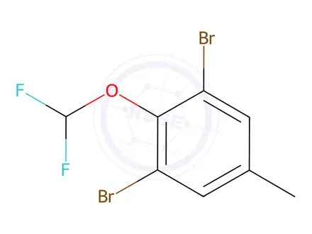 Chemical structure of Benzene, 1,3-dibromo-2-(difluoromethoxy)-5-methyl-