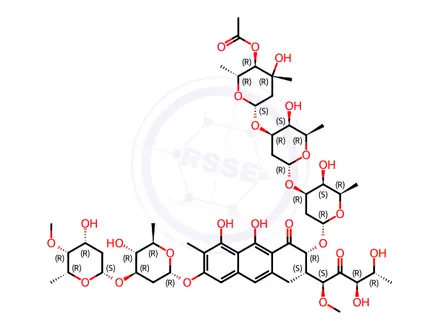 Chemical structure of Mithramycin, 4B-O-methyl-, 4E-acetate, (1BR,4BR,4ES,5ES)-(9CI)