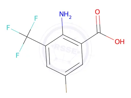 Chemical structure of 2-Amino-5-bromo-3-(trifluoromethyl)benzoic acid, 97%