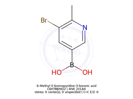 Chemical structure of 6-Methyl-5-bromopyridine-3-boronic acid