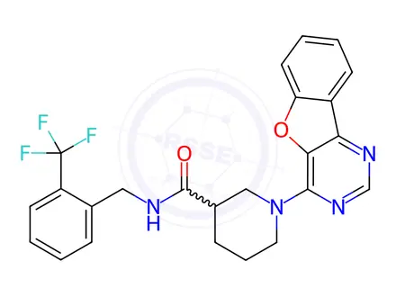 Chemical structure of 1-[1]benzofuro[3,2-d]pyrimidin-4-yl-N-[2-(trifluoromethyl)benzyl]piperidine-3-carboxamide