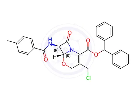 Chemical structure of 5-Oxa-1-azabicyclo 4.2.0 oct-2-ene-2-carboxylic acid, 3-(chloroMethyl)-7- (4-Met