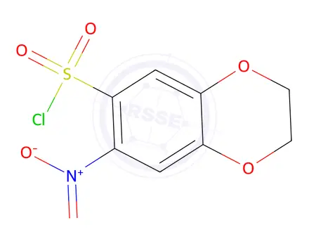 Chemical structure of 7-Nitro-2,3-dihydro-1,4-benzodioxine-6-sulfonyl chloride