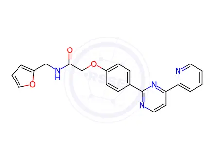 Chemical structure of N-(furan-2-ylmethyl)-2-(4-(4-(pyridin-2-yl)pyrimidin-2-yl)phenoxy)acetamide