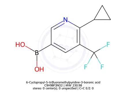 Chemical structure of (6-Cyclopropyl-5-(trifluoromethyl)pyridin-3-yl)boronic acid