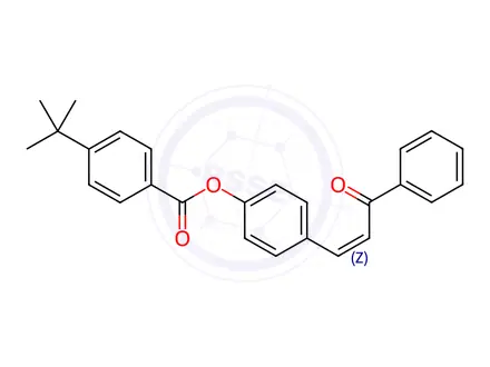 Chemical structure of 4-[(1Z)-3-Oxo-3-phenylprop-1-en-1-yl]phenyl 4-tert-butylbenzoate