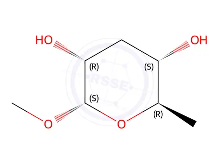 Chemical structure of (2S,3R,5S,6R)-2-methoxy-6-methyl-oxane-3,5-diol